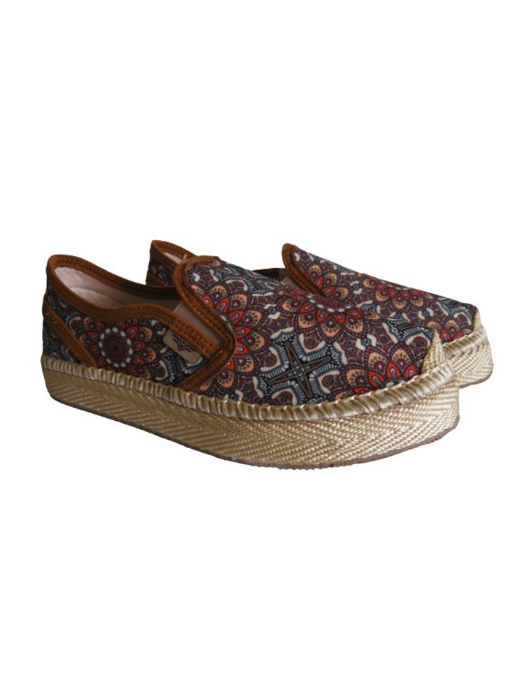 Alpargata Slip On Calzado Guerreros Pt 003 Mándalas Marrón