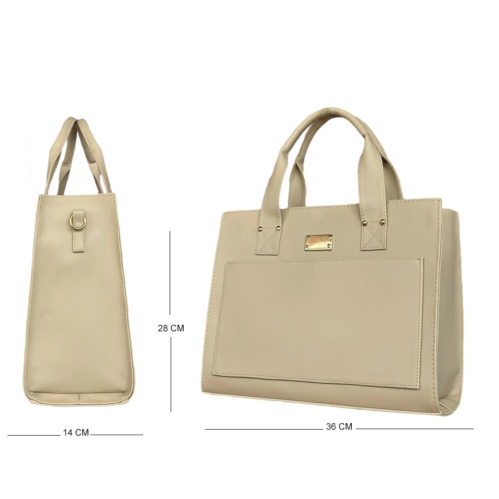 Bolso Dama Cartera Mujer Doble Funcion Mona Beige