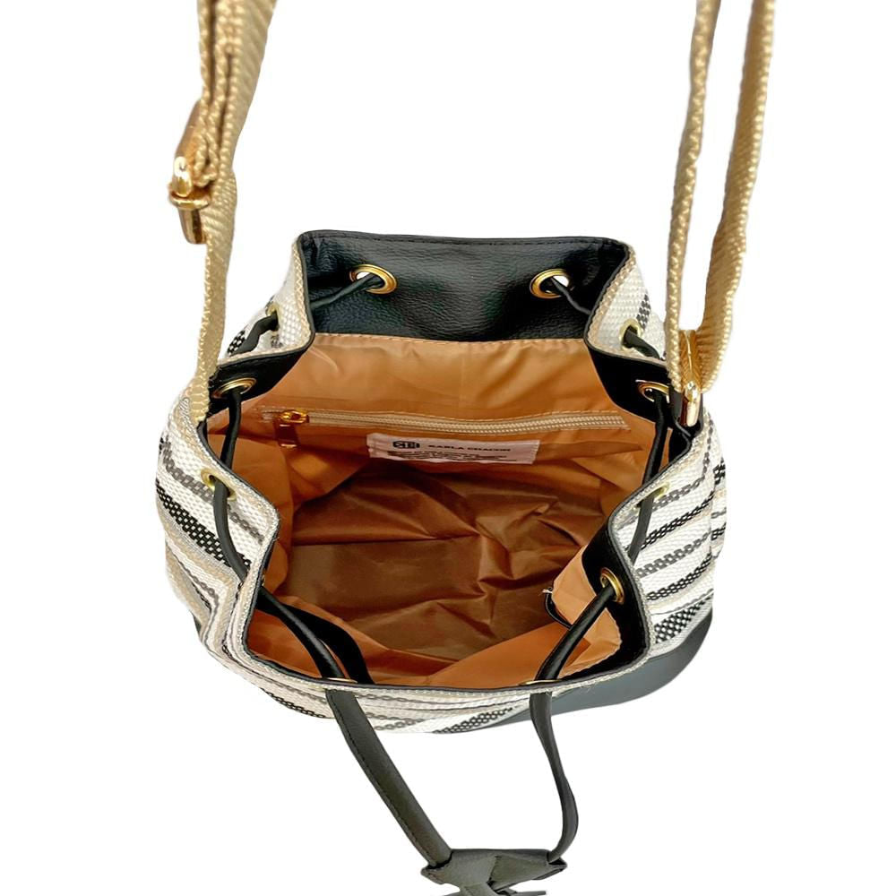 Bolso Manos Libres Bucket Dama Mujer Karla Chacon Aria Negro