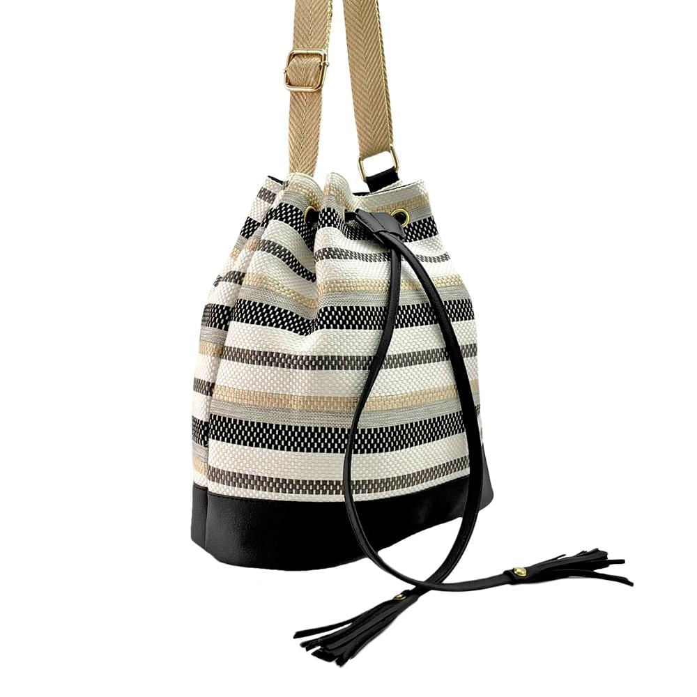 Bolso Manos Libres Bucket Dama Mujer Karla Chacon Aria Negro