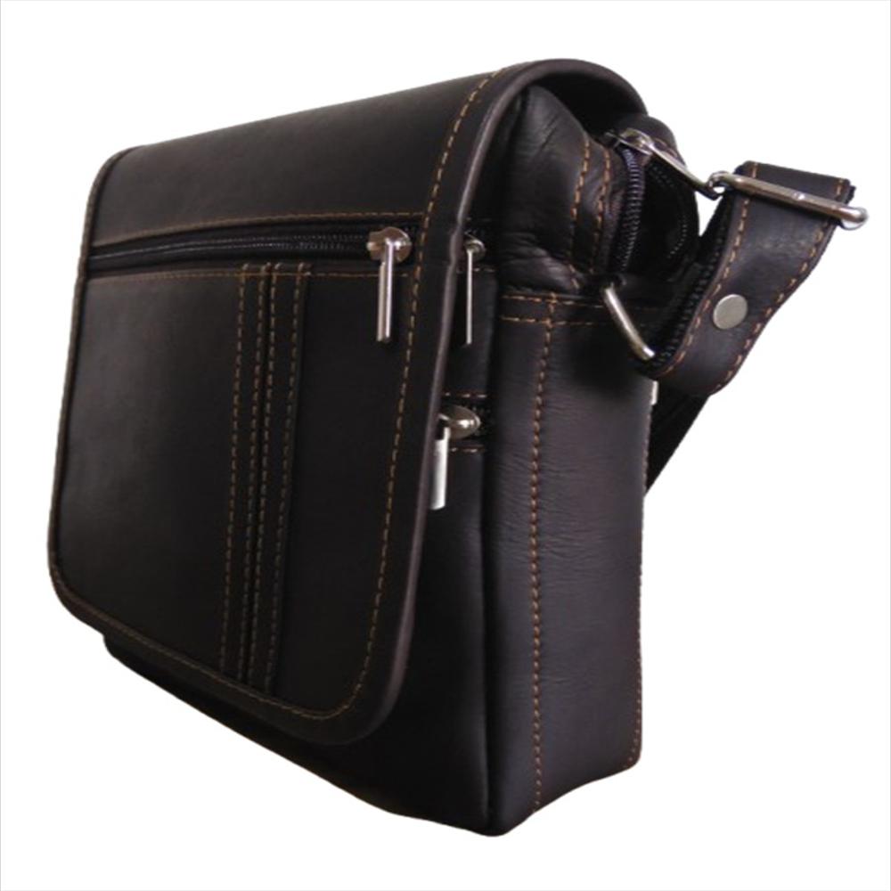 Bolso Manos Libres Para Hombre En Cuero Calzado Guerreros Mf 004 Café