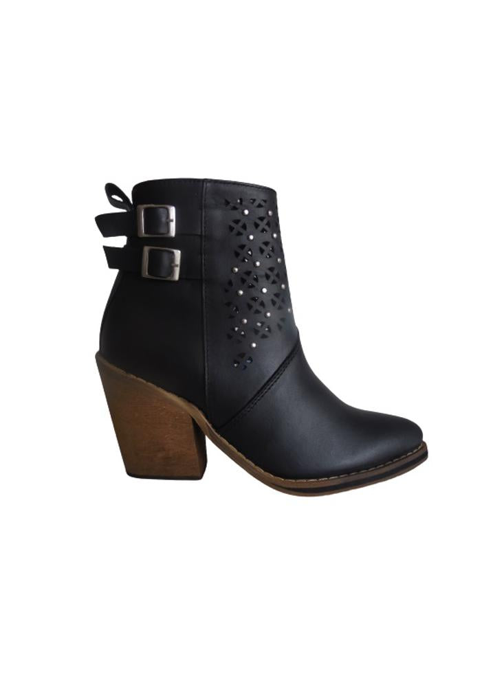 Bota En Cuero Calzado Guerreros Ek 902 Negro
