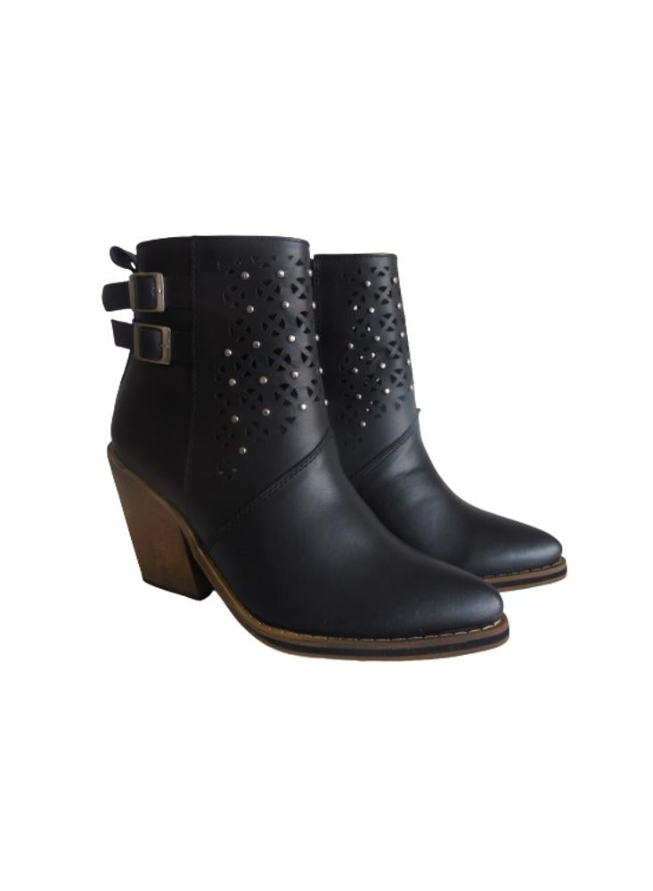 Bota En Cuero Calzado Guerreros Ek 902 Negro