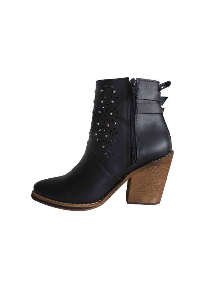 Bota En Cuero Calzado Guerreros Ek 902 Negro