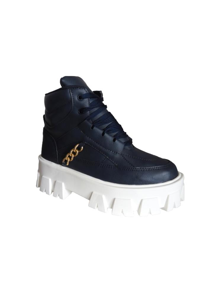 Bota Tipo Chunky Para Mujer Calzado Guerreros Lt 04 Azul
