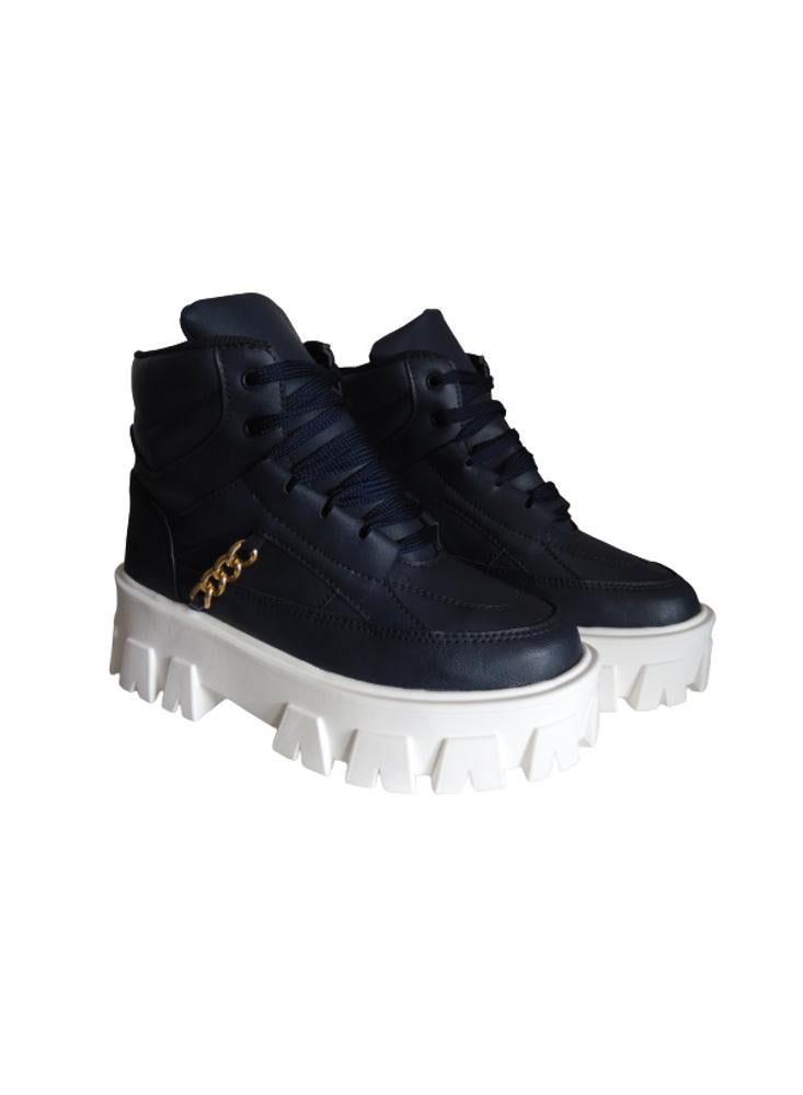 Bota Tipo Chunky Para Mujer Calzado Guerreros Lt 04 Azul