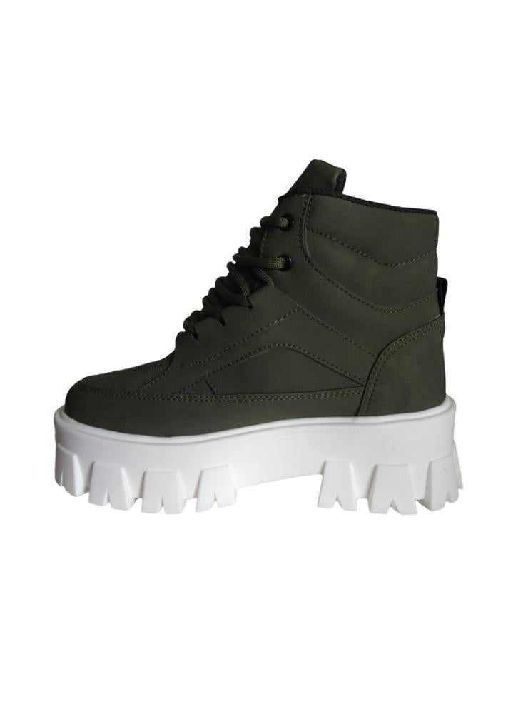 Bota Tipo Chunky Para Mujer Calzado Guerreros Lt 04 Verde Oliva