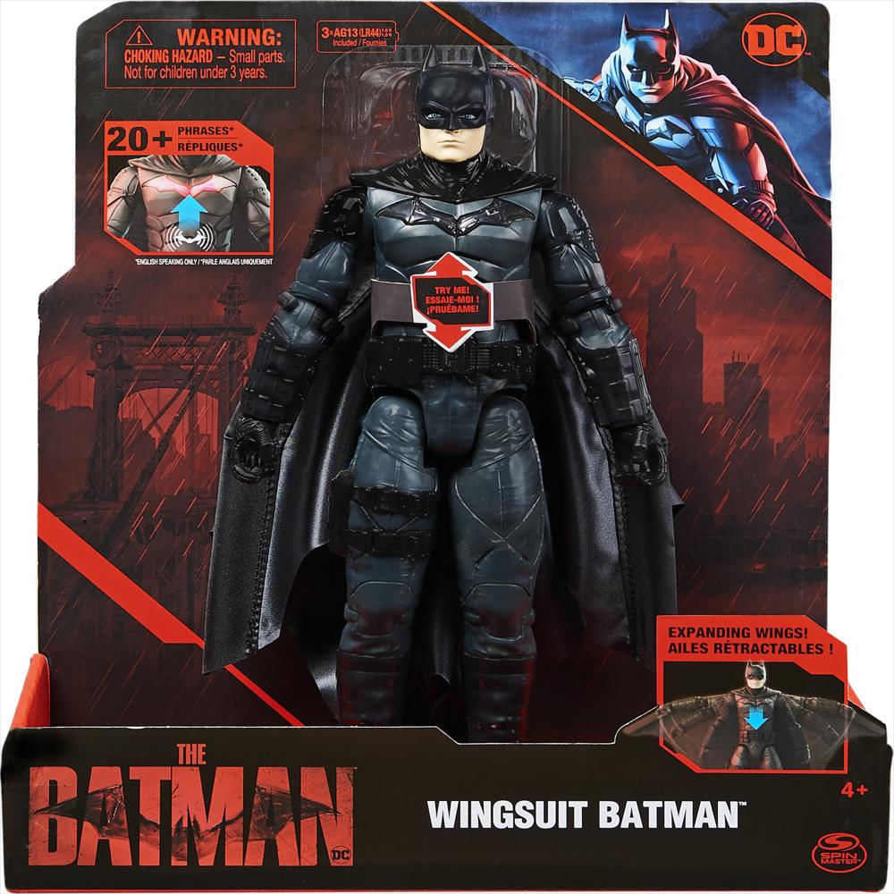 Figura De Acción Batman 12'' Traje Alado Dc Comics Con Luces Y