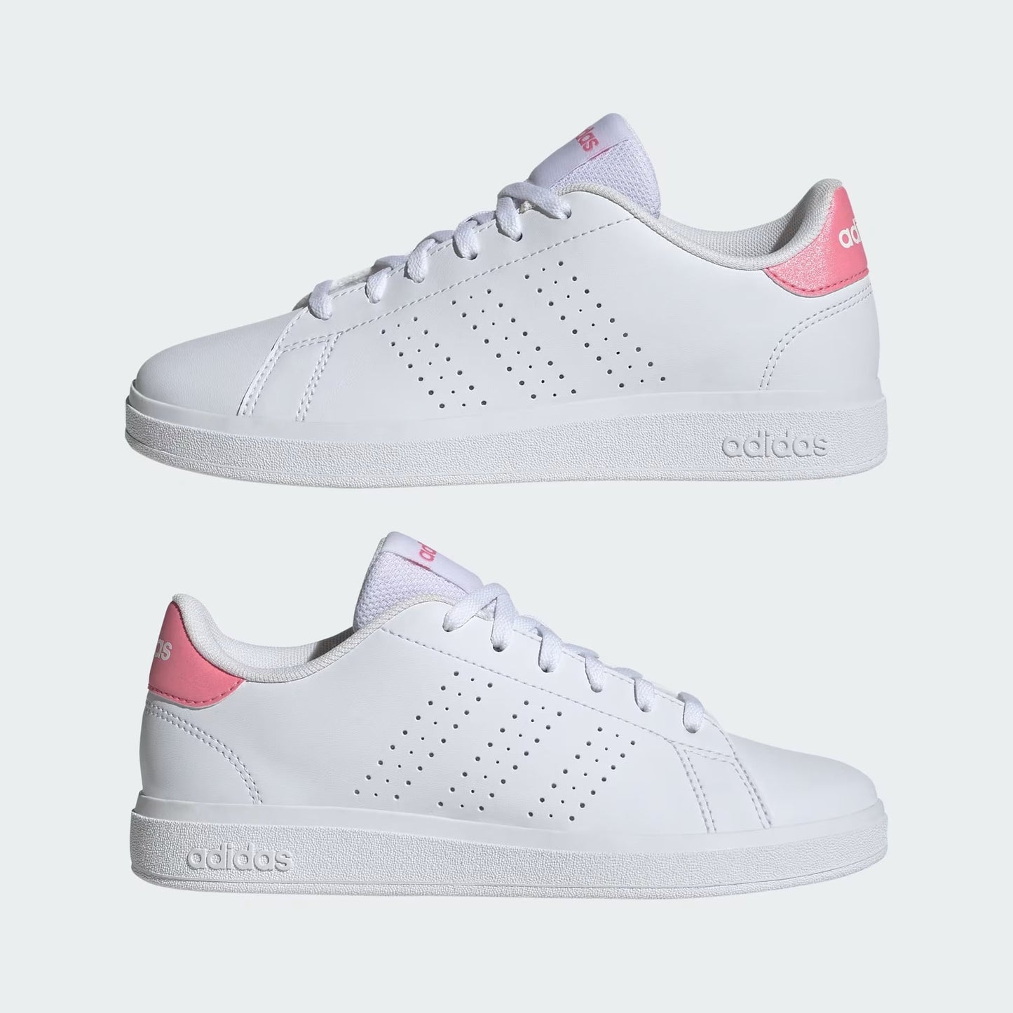 Tenis Adidas Niña Advantage Base 2.0 Blanco Rosa ID3886