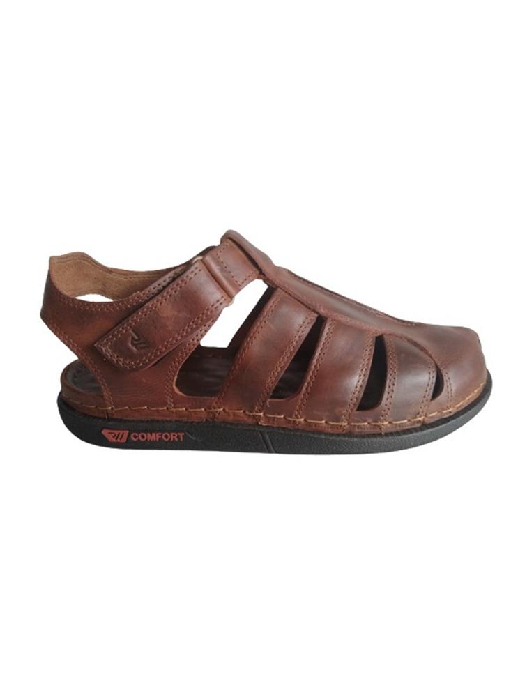 Sandalia Cerrada En Cuero Para Hombre Calzado Guerreros Rq 1026 Sangria