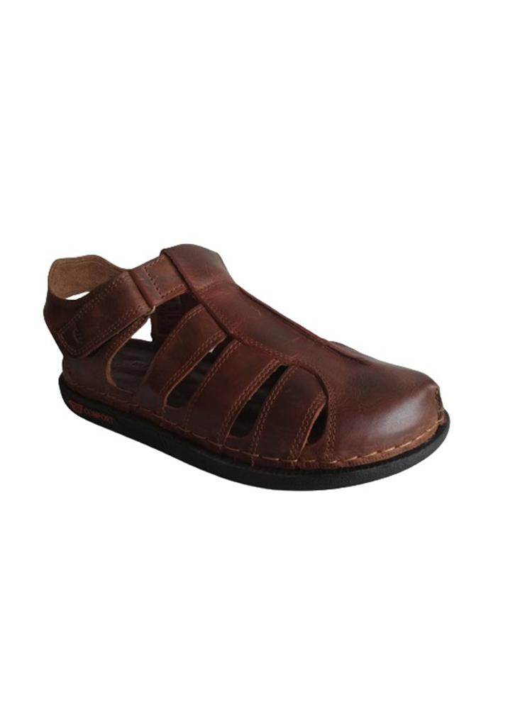 Sandalia Cerrada En Cuero Para Hombre Calzado Guerreros Rq 1026 Sangria