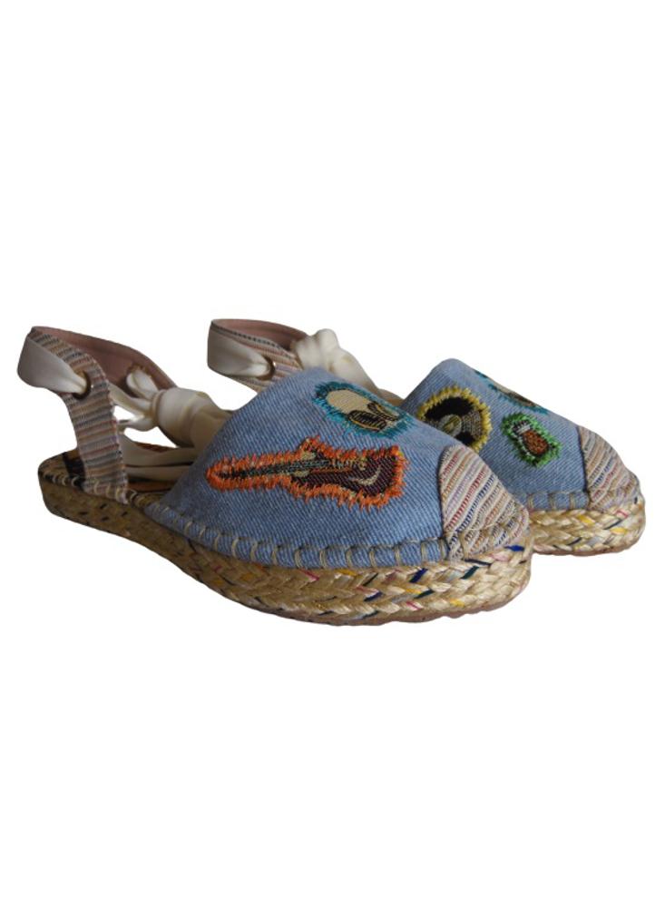 Sandalia Tipo Espadrila Romana Calzado Guerreros Ps 117 Índigo Claro