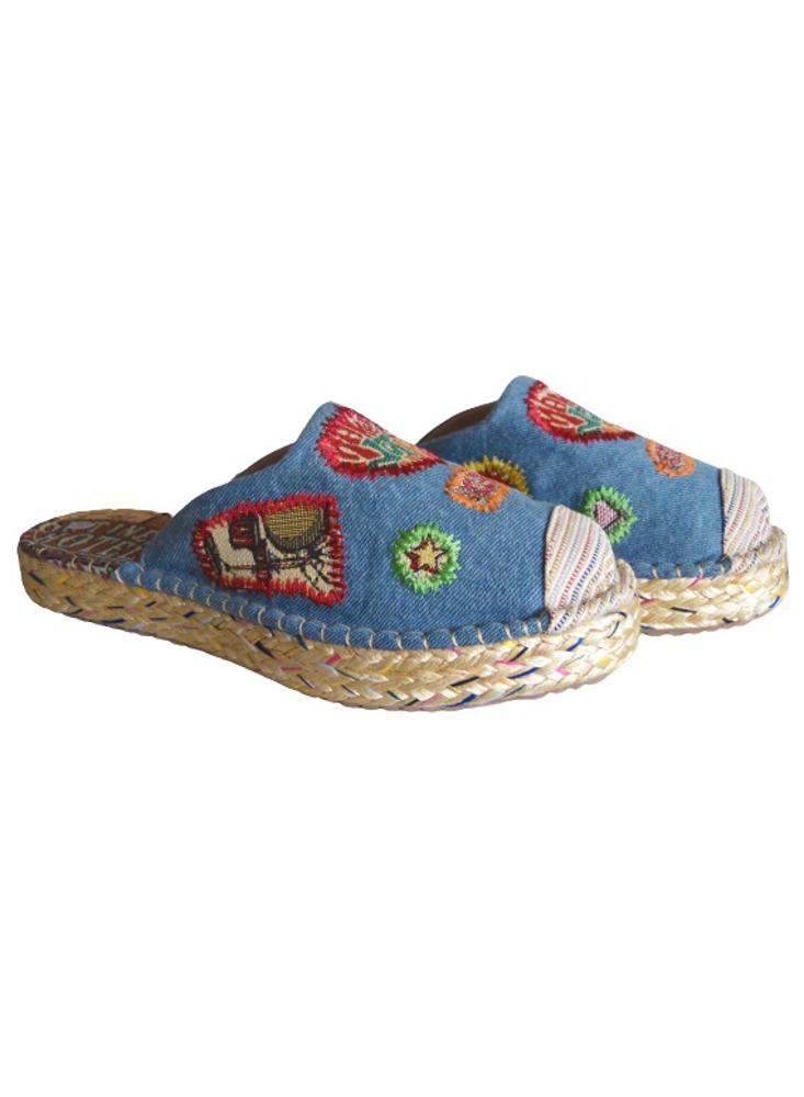 Sandalia Tipo Espadrila Sueca Calzado Guerreros Ps 072 Índigo Claro