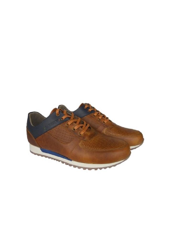 Sneaker Para Hombre En Cuero Calzado Guerreros Jcr 394 Miel X Azul