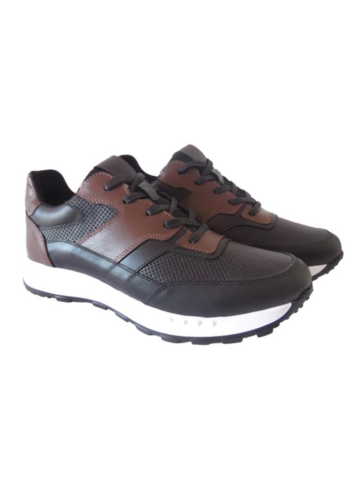 Sneakers Para Hombre En Cuero Calzado Guerreros Oh 2202 Negro X Café