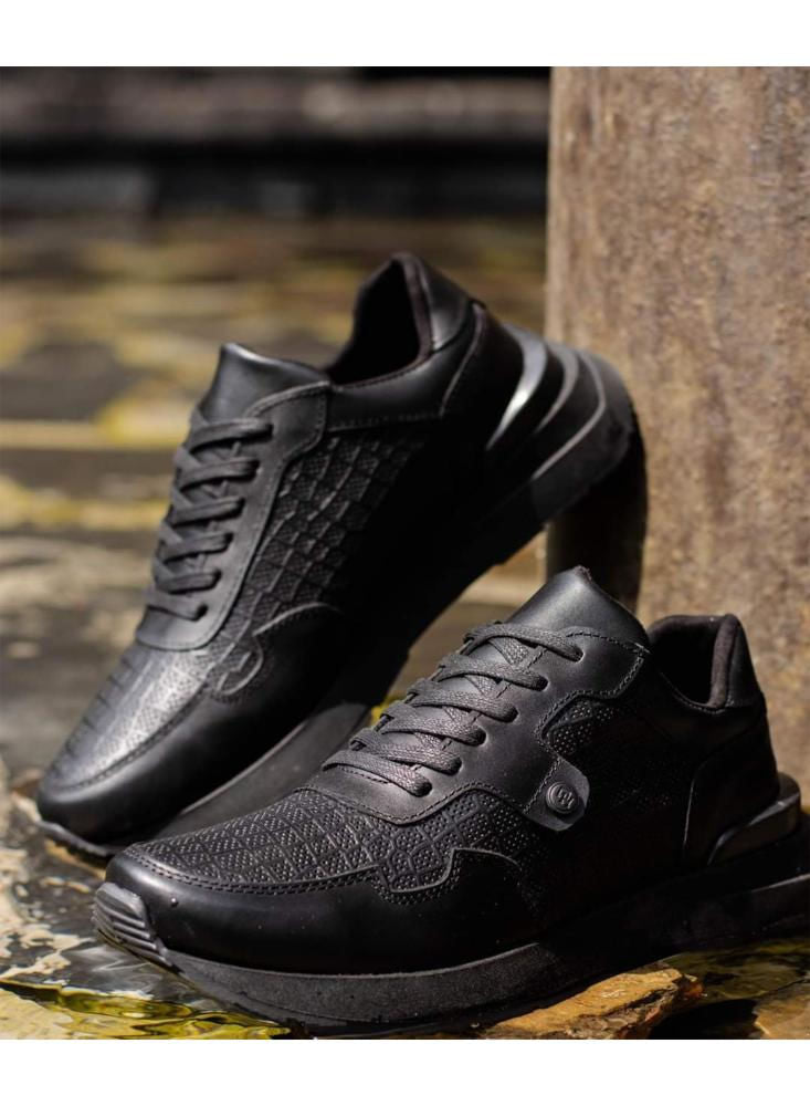Sneakers Para Hombre En Cuero Calzado Guerreros Oh 509 Negro
