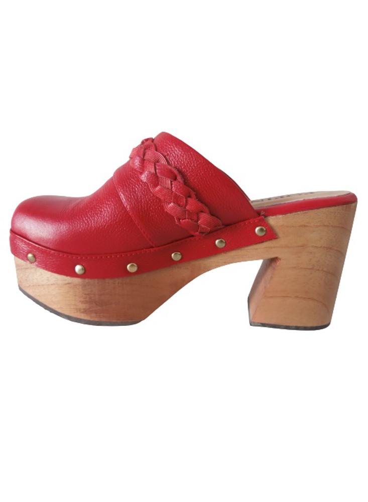 Sueco En Cuero Para Mujer Calzado Guerreros Ps 001 Rojo