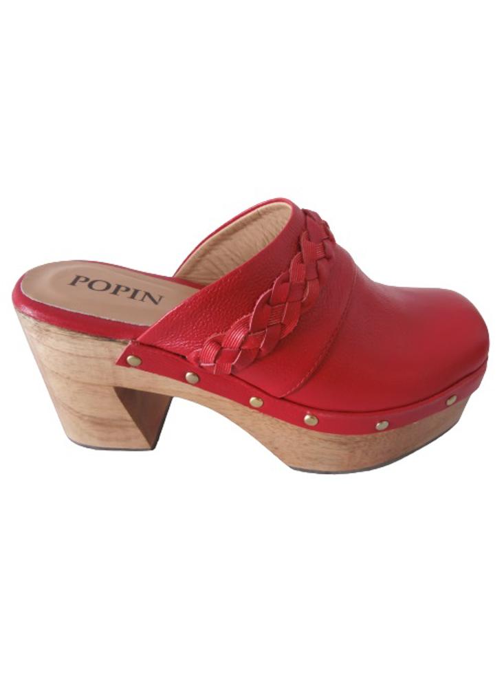 Sueco En Cuero Para Mujer Calzado Guerreros Ps 001 Rojo