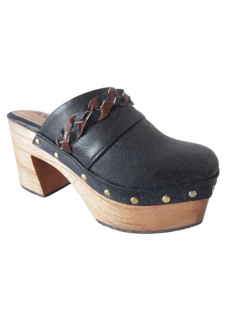 Sueco En Cuero Tipo Jean Para Mujer Calzado Guerreros Ps 001 Negro
