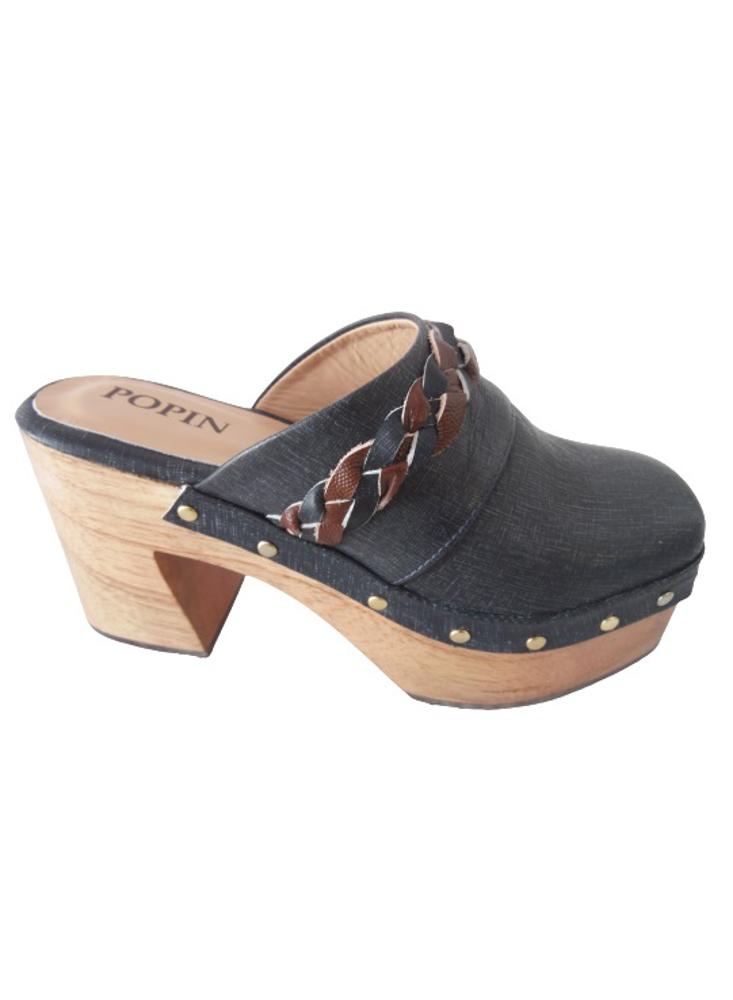 Sueco En Cuero Tipo Jean Para Mujer Calzado Guerreros Ps 001 Negro