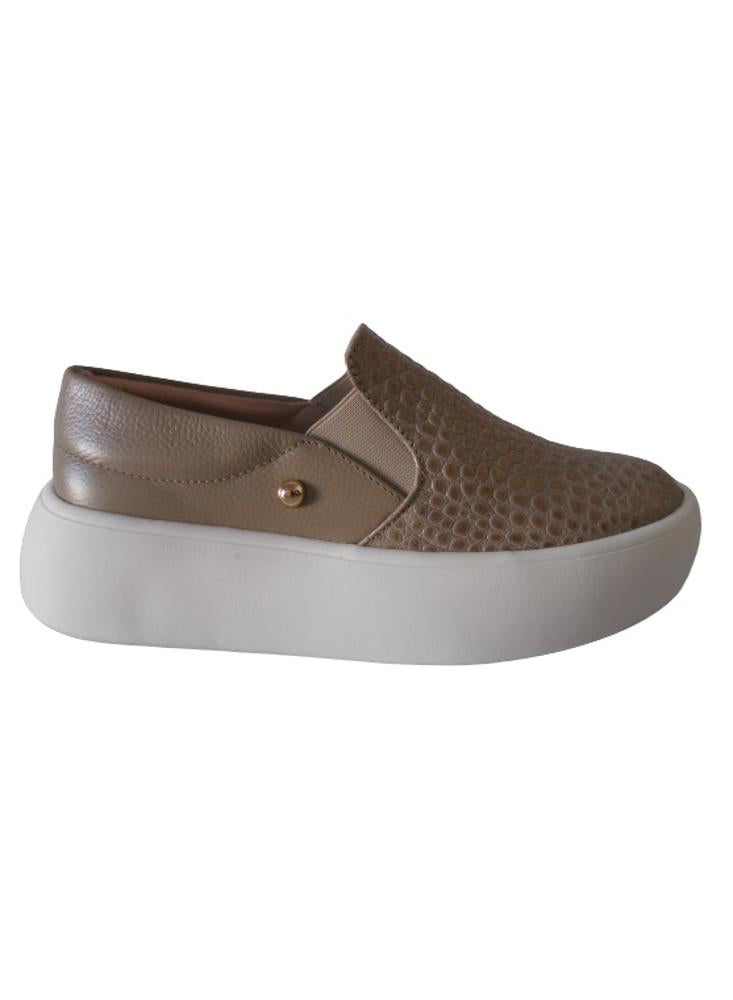 Tenis Slip On Para Mujer Calzado Guerreros Lf 002 Taupe