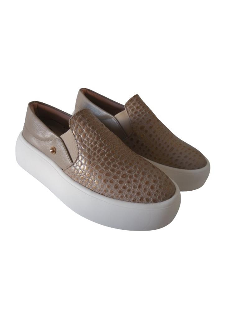 Tenis Slip On Para Mujer Calzado Guerreros Lf 002 Taupe