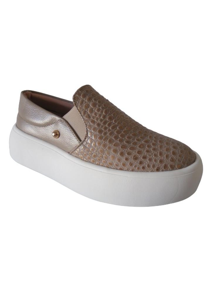 Tenis Slip On Para Mujer Calzado Guerreros Lf 002 Taupe