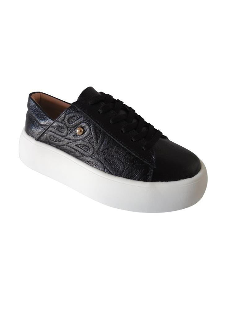 Tenis Tipo Sneakers Con Plataforma Para Mujer Calzado Guerreros Lf 003 Negro