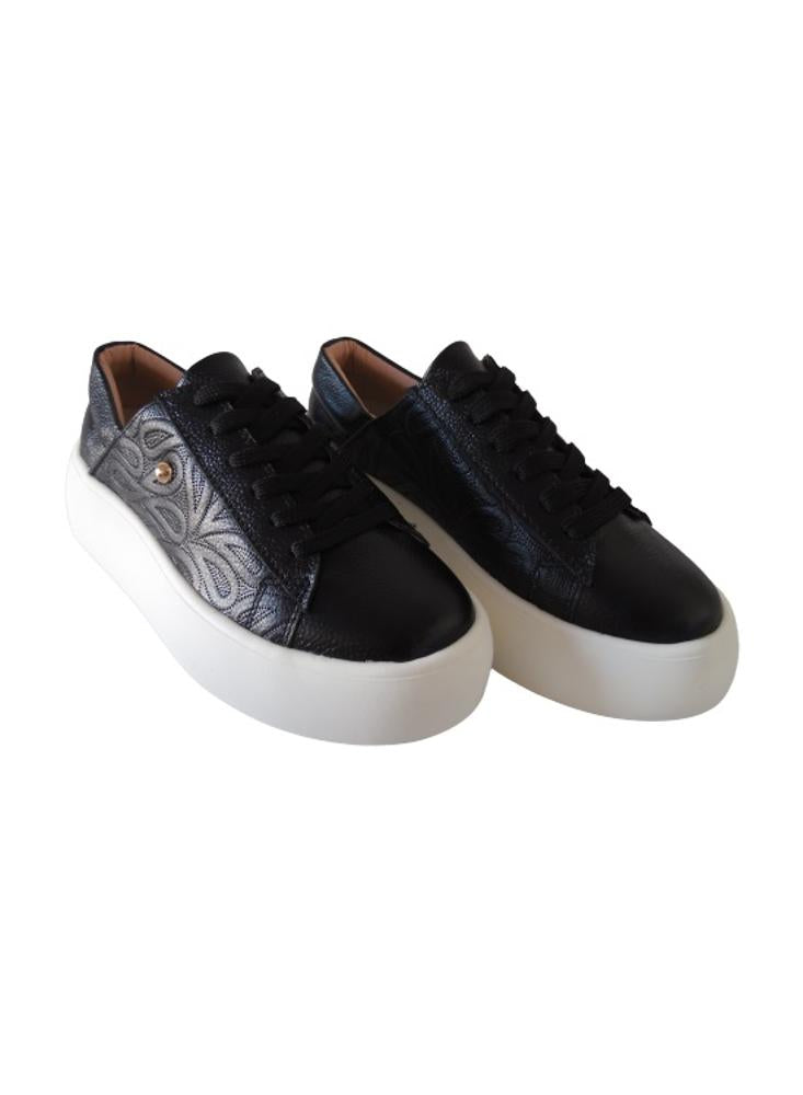 Tenis Tipo Sneakers Con Plataforma Para Mujer Calzado Guerreros Lf 003 Negro