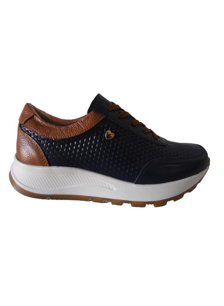 Tenis Tipo Sneakers En Cuero Para Mujer Calzado Guerreros Lf 001 Azul