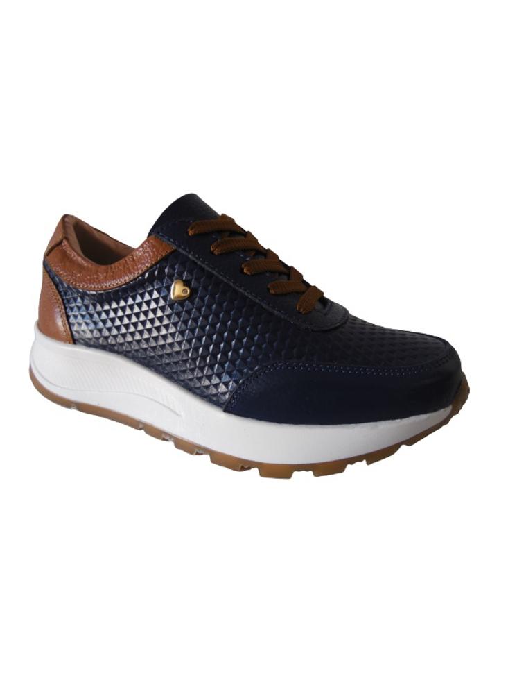 Tenis Tipo Sneakers En Cuero Para Mujer Calzado Guerreros Lf 001 Azul