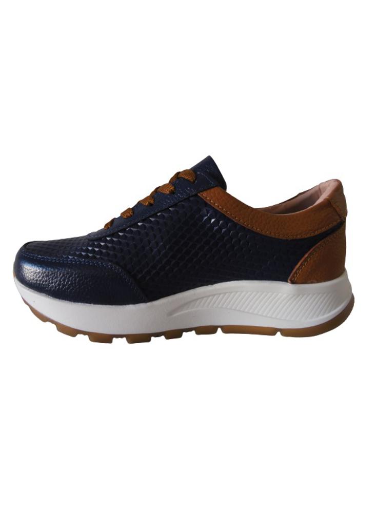 Tenis Tipo Sneakers En Cuero Para Mujer Calzado Guerreros Lf 001 Azul