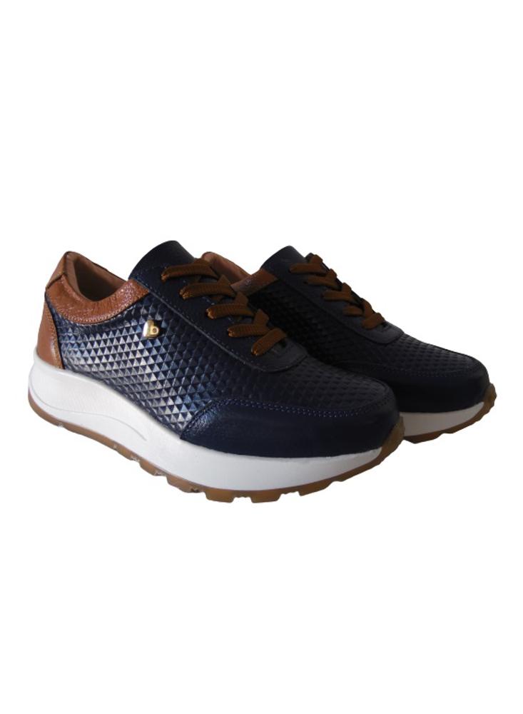 Tenis Tipo Sneakers En Cuero Para Mujer Calzado Guerreros Lf 001 Azul