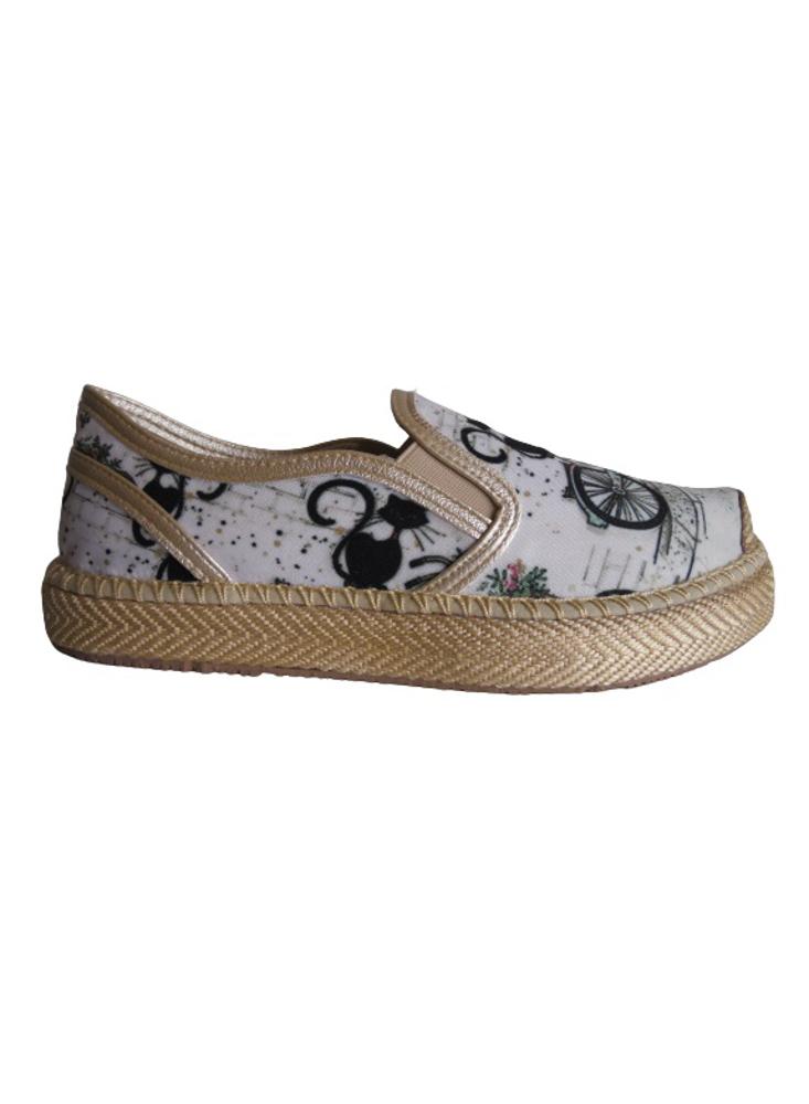 Alpargata Slip On Calzado Guerreros Pt 003 Gatos Beige