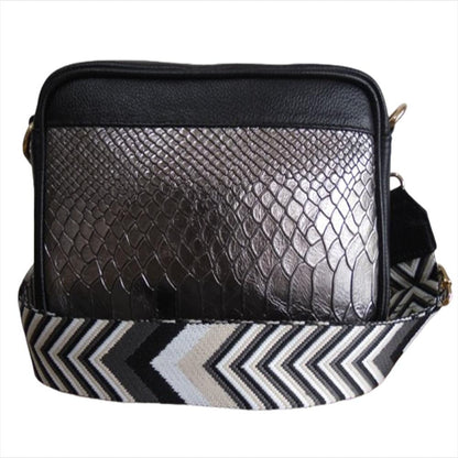 Bolso Manos Libres Mediano Calzado Guerreros Mf 001 Negro