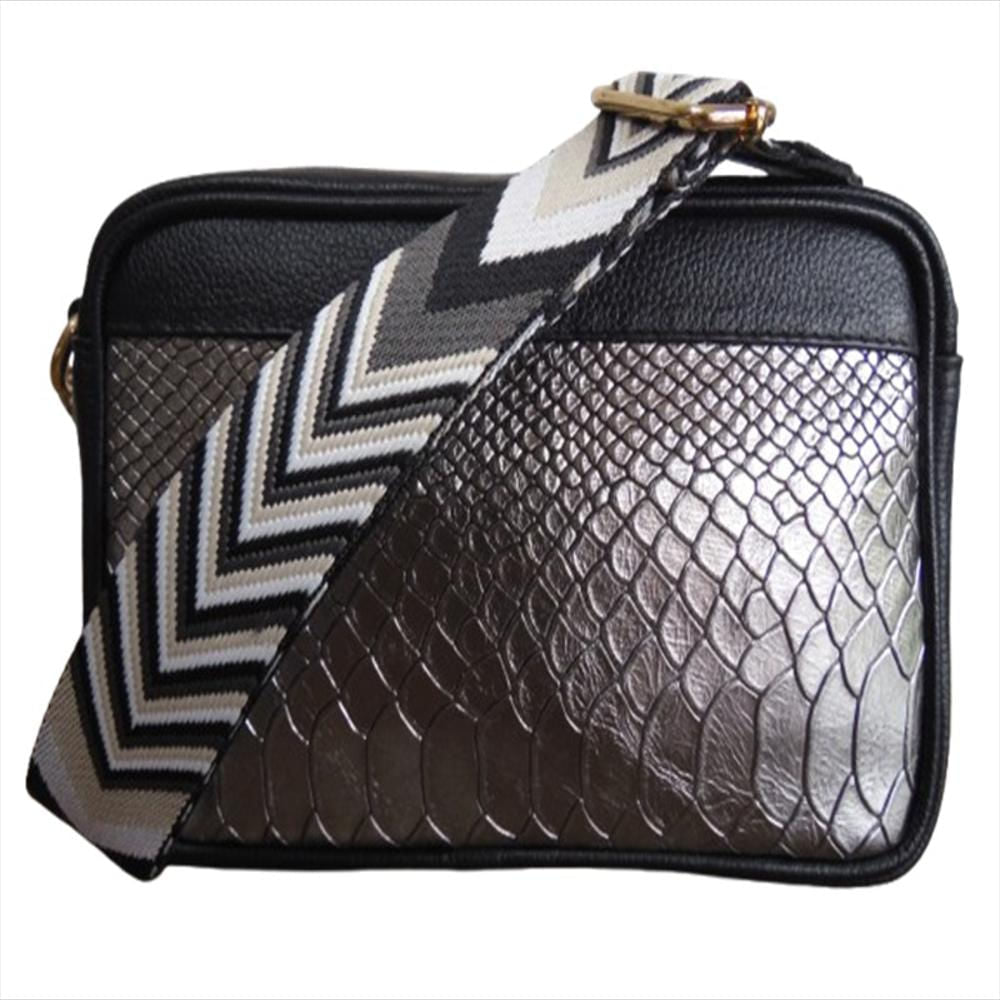 Bolso Manos Libres Mediano Calzado Guerreros Mf 001 Negro