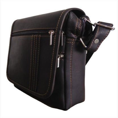 Bolso Manos Libres Para Hombre En Cuero Calzado Guerreros Mf 004 Café