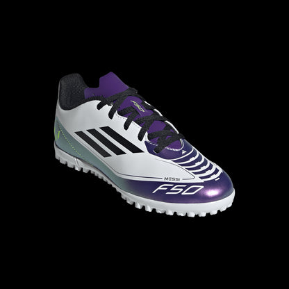 Adidas F50 Club Tf J Messi Guayos blanco de niño para futbol