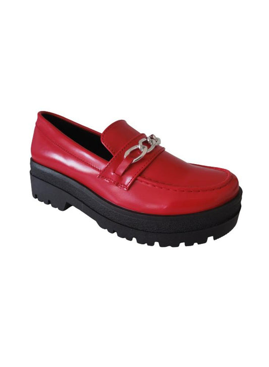 Mocasin Con Plataforma Para Mujer Calzado Guerreros Wc 02 Rojo