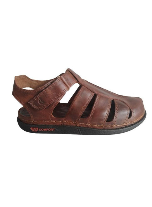 Sandalia Cerrada En Cuero Para Hombre Calzado Guerreros Rq 1026 Sangria