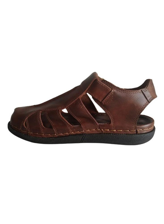 Sandalia Cerrada En Cuero Para Hombre Calzado Guerreros Rq 1026 Sangria