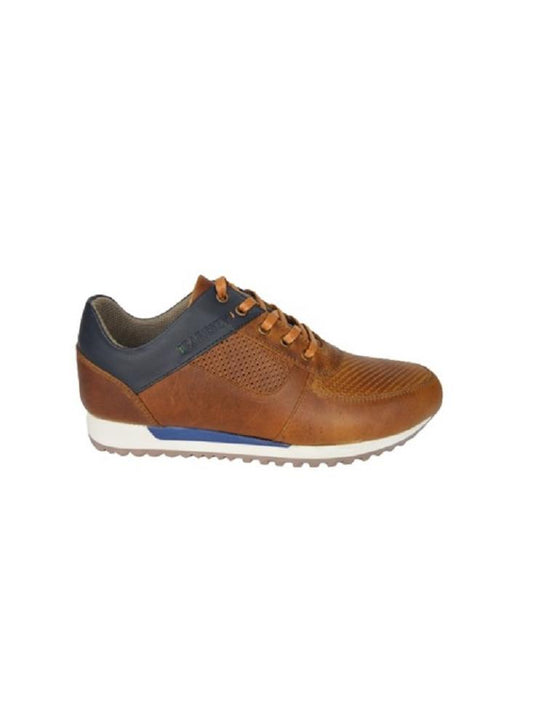 Sneaker Para Hombre En Cuero Calzado Guerreros Jcr 394 Miel X Azul