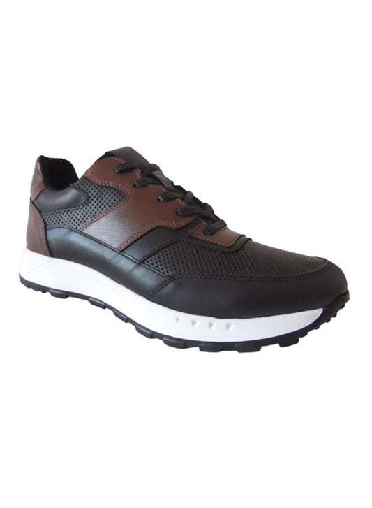 Sneakers Para Hombre En Cuero Calzado Guerreros Oh 2202 Negro X Café