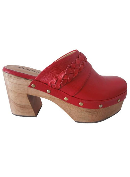 Sueco En Cuero Para Mujer Calzado Guerreros Ps 001 Rojo