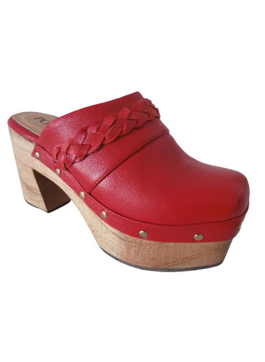 Sueco En Cuero Para Mujer Calzado Guerreros Ps 001 Rojo