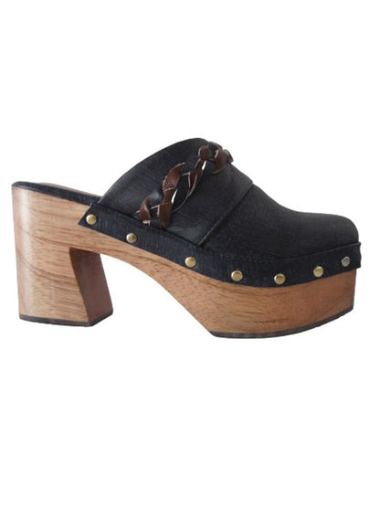 Sueco En Cuero Tipo Jean Para Mujer Calzado Guerreros Ps 001 Negro