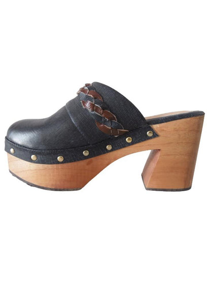 Sueco En Cuero Tipo Jean Para Mujer Calzado Guerreros Ps 001 Negro