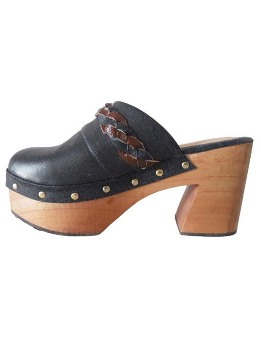 Sueco En Cuero Tipo Jean Para Mujer Calzado Guerreros Ps 001 Negro
