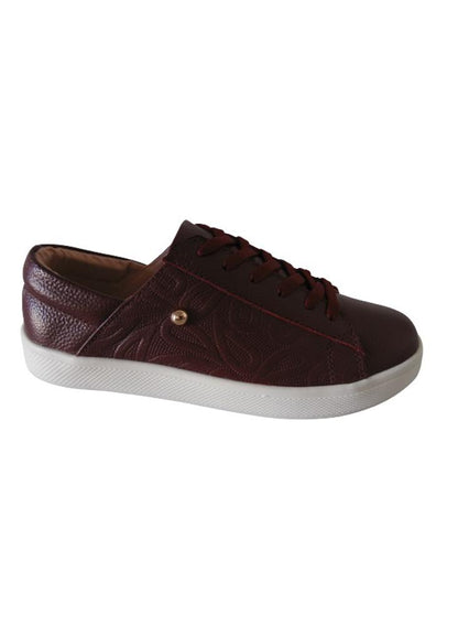 Tenis Clasicos En Cuero Para Mujer Calzado Guerreros Lf 004 Vinotinto