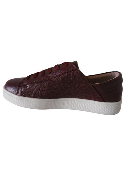 Tenis Clasicos En Cuero Para Mujer Calzado Guerreros Lf 004 Vinotinto